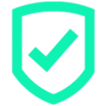 Ícone de escudo com marca de verificação em verde sobre fundo transparente
