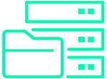Um ícone de uma pasta com três servidores de computador ao fundo