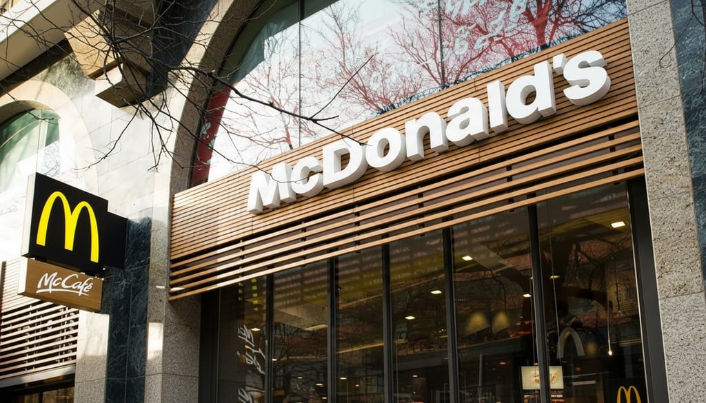 Exterior de un restaurante McDonald’s, representando el portal de auditoría SMETA para proveedores de McDonald’s gestionado por LRQA.