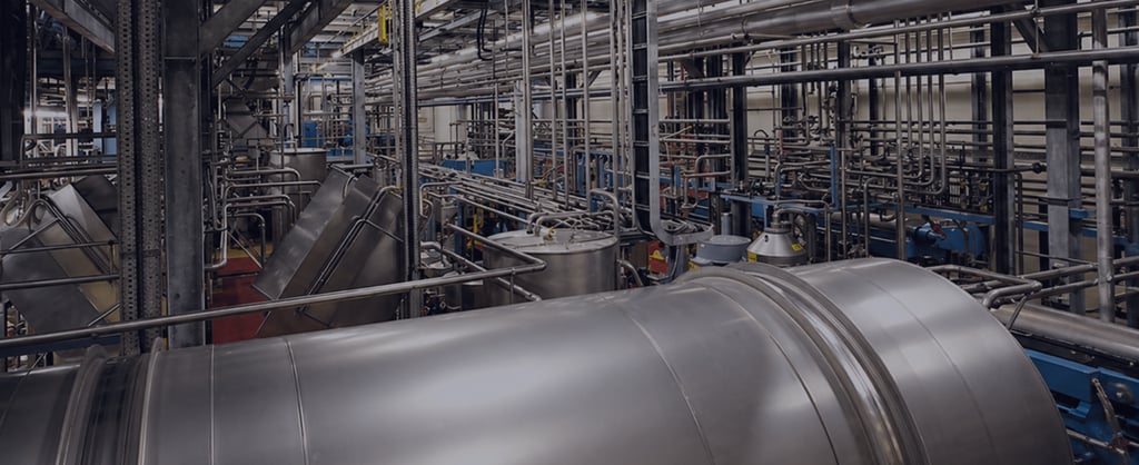 Industrial pressure system and pipework inside a manufacturing facility
