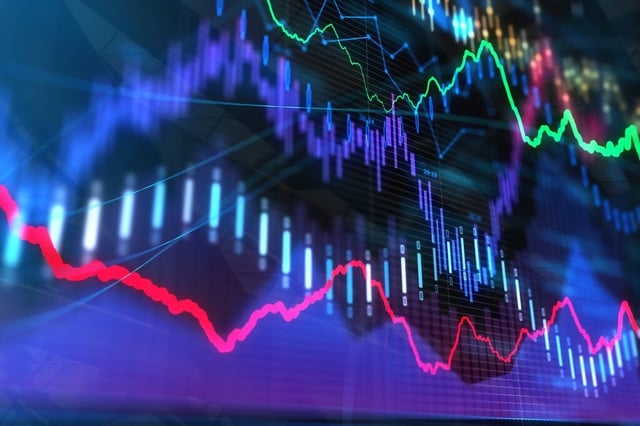 Digital data analytics dashboard with financial charts and graphs, representing risk analysis and performance monitoring