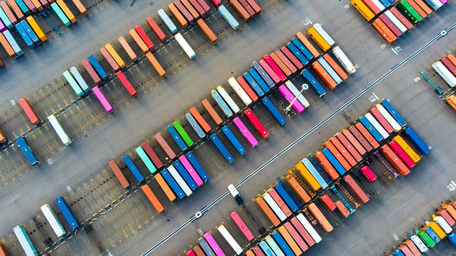 Shipping containers in port