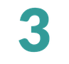 Number 3 icon in teal colour