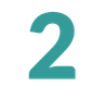 Number 2 icon in teal colour